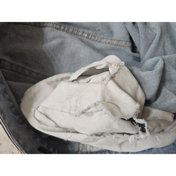 AKOO Brand Jeans Light Wash Distressed Straight Leg Denim Mens Sz 42 Streetwear - Picture 13 of 13